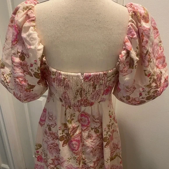 Women’s Floral Sweetheart Neck Puff Sleeve Long Feminine Avec Les Filles New 6 - Picture 4 of 16